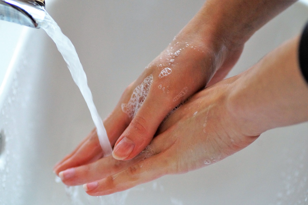 washing hands with water