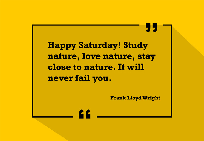 “Happy Saturday! Study nature, love nature, stay close to nature. It will never fail you."
-Frank Lloyd Wright