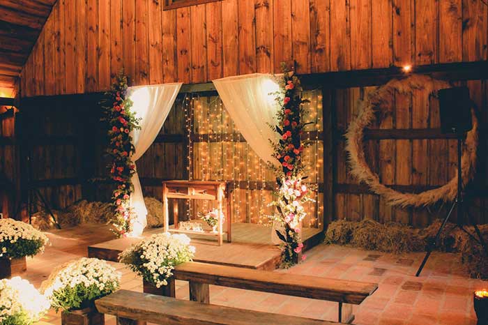 A canopy of string lights is a perfect wedding idea