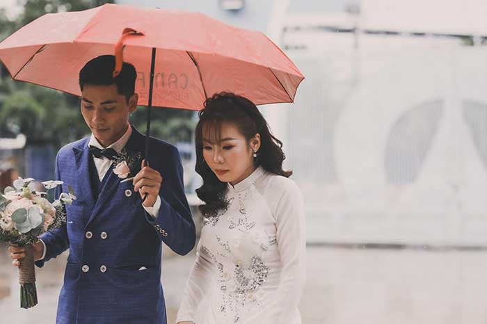 Parasol In Groom Hand