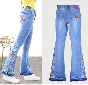 Womens Chic Floral Embroidered jeans