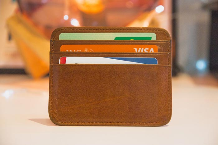 wallet with bank cards