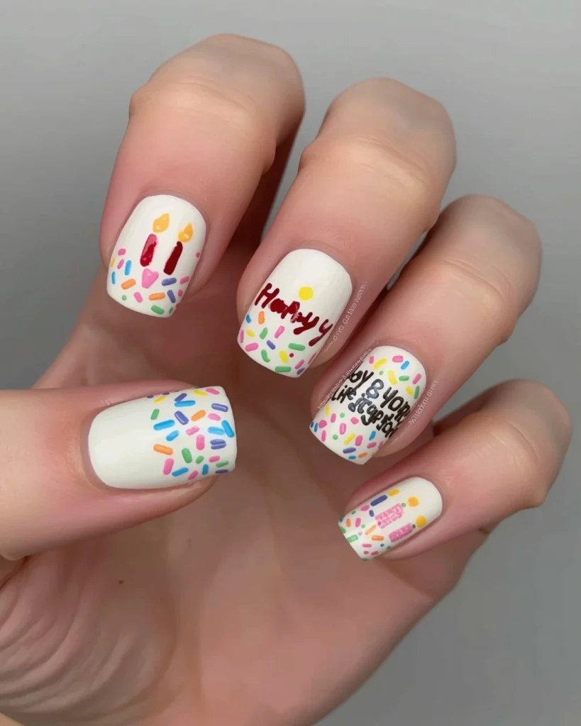 Birthday Cake-Inspired Nails