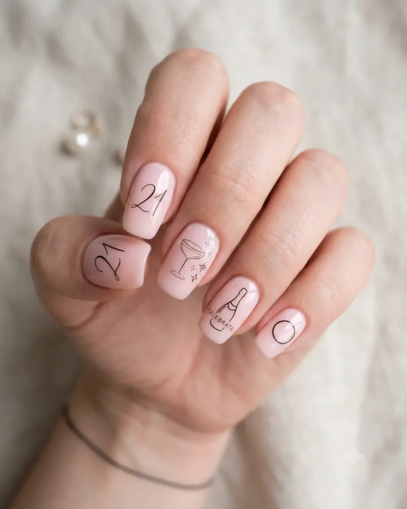 Cute “Finally 21” Nail Art