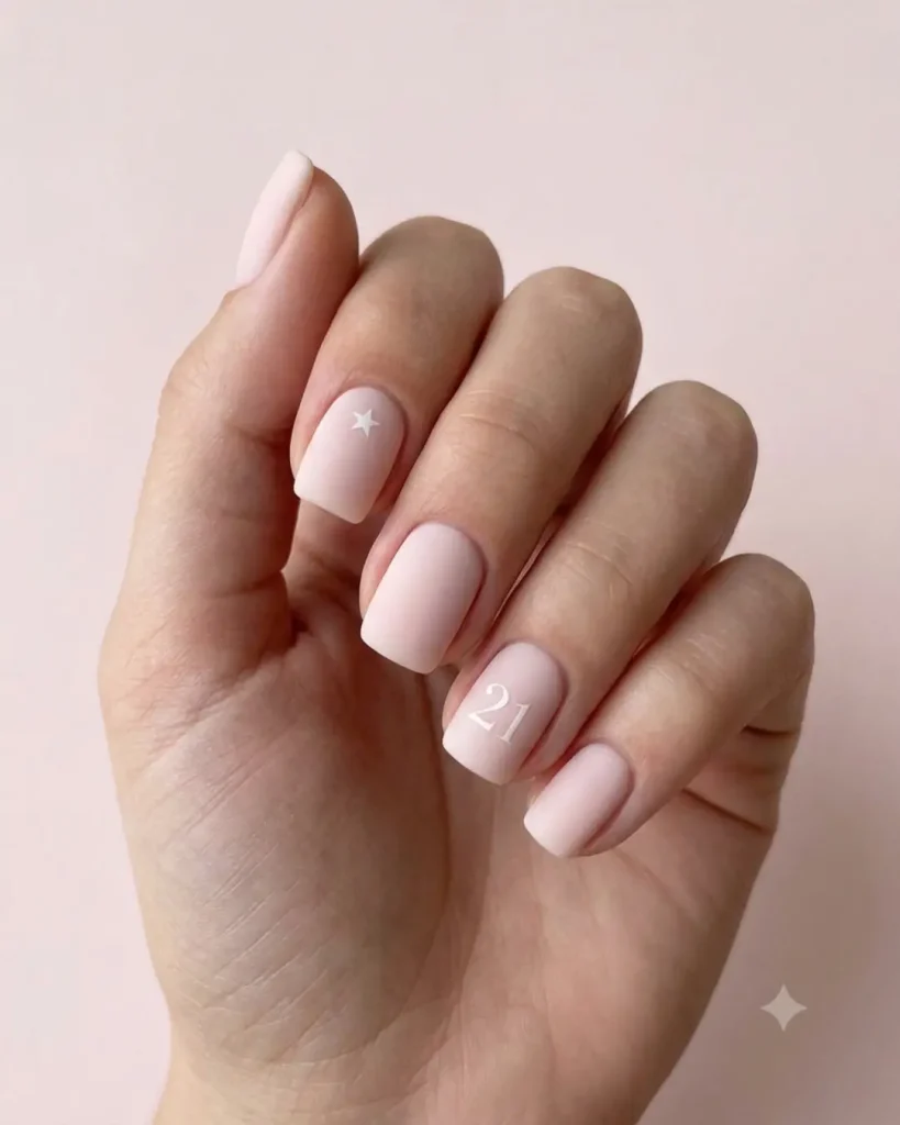 Pink 21st Birthday Nails
