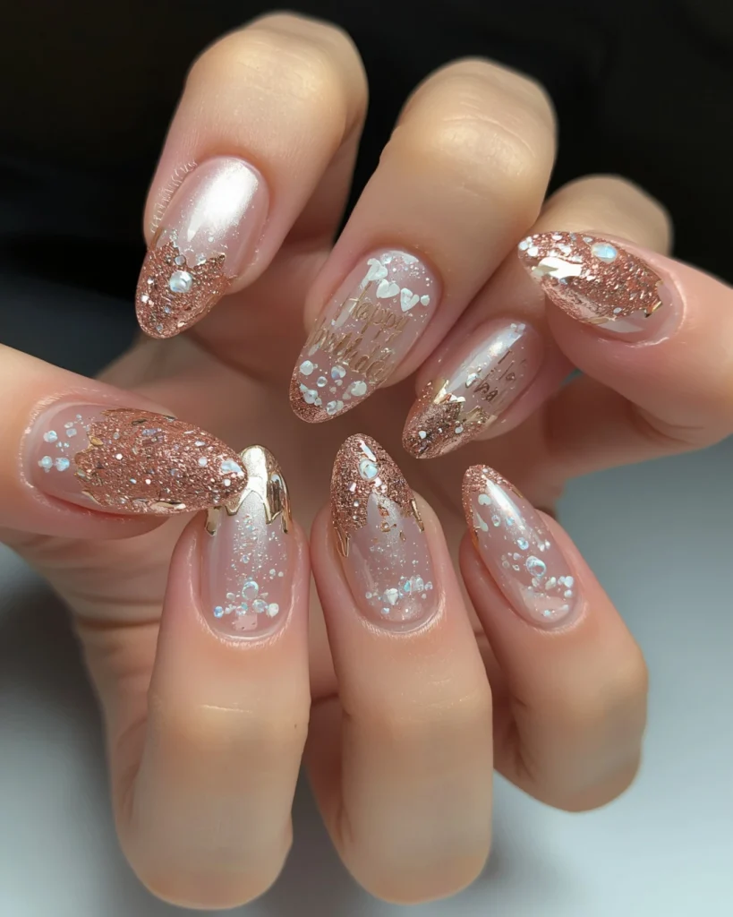 Rose Gold Birthday Nails