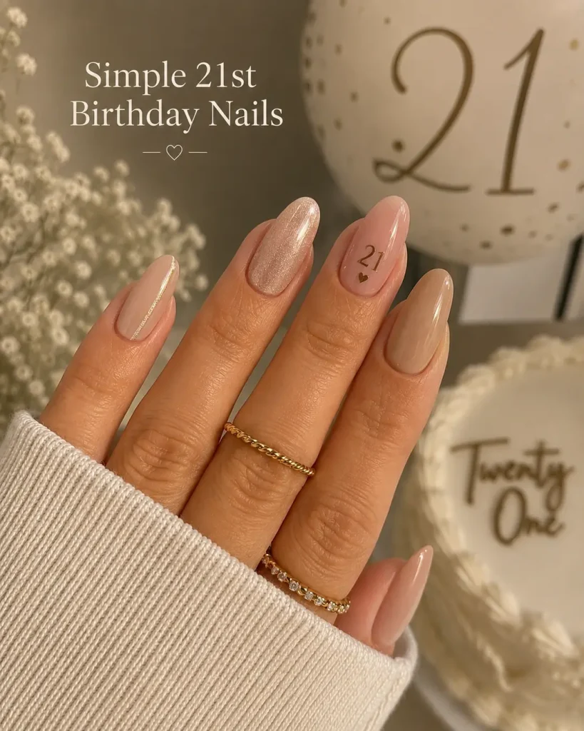 Simple 21st Birthday Nails