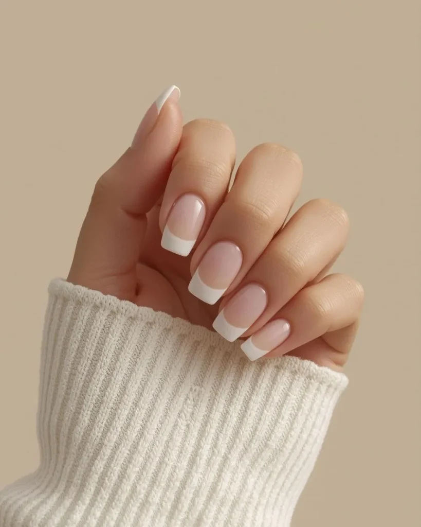 Short White French Tip Nails
