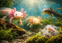 Hope for Endangered Axolotl Amphibians as Captive-Bred Group Survives in the Wild endangered axolotl amphibian releases-hope to bring new life