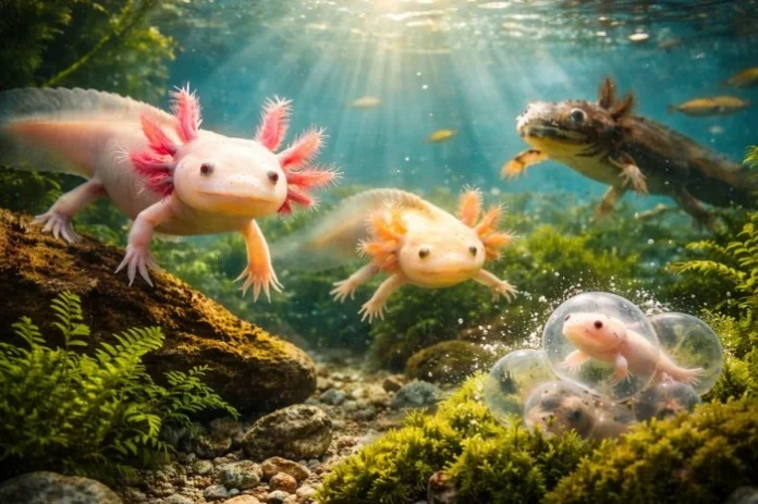 endangered axolotl amphibian releases hope to bring new life endangered axolotl amphibian releases-hope to bring new life