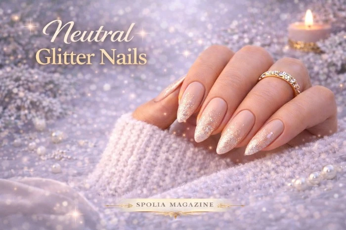 Neutral Glitter Nails