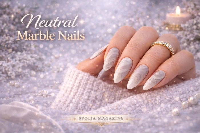Neutral Marble Nails