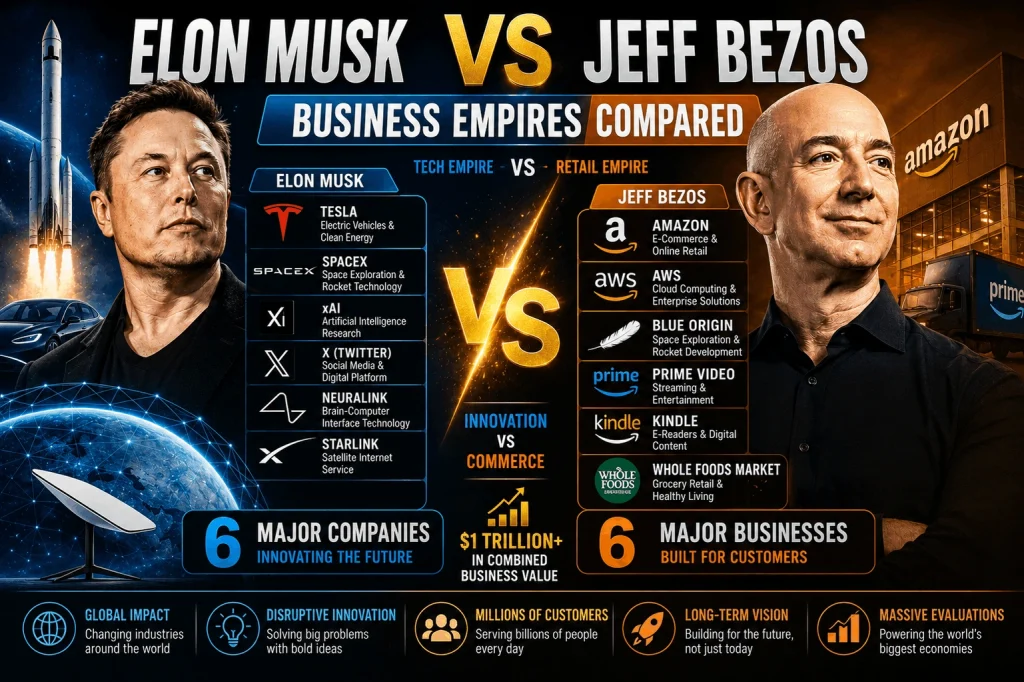 Elon Musk and Jeff Bezos’s Business Empires Compared