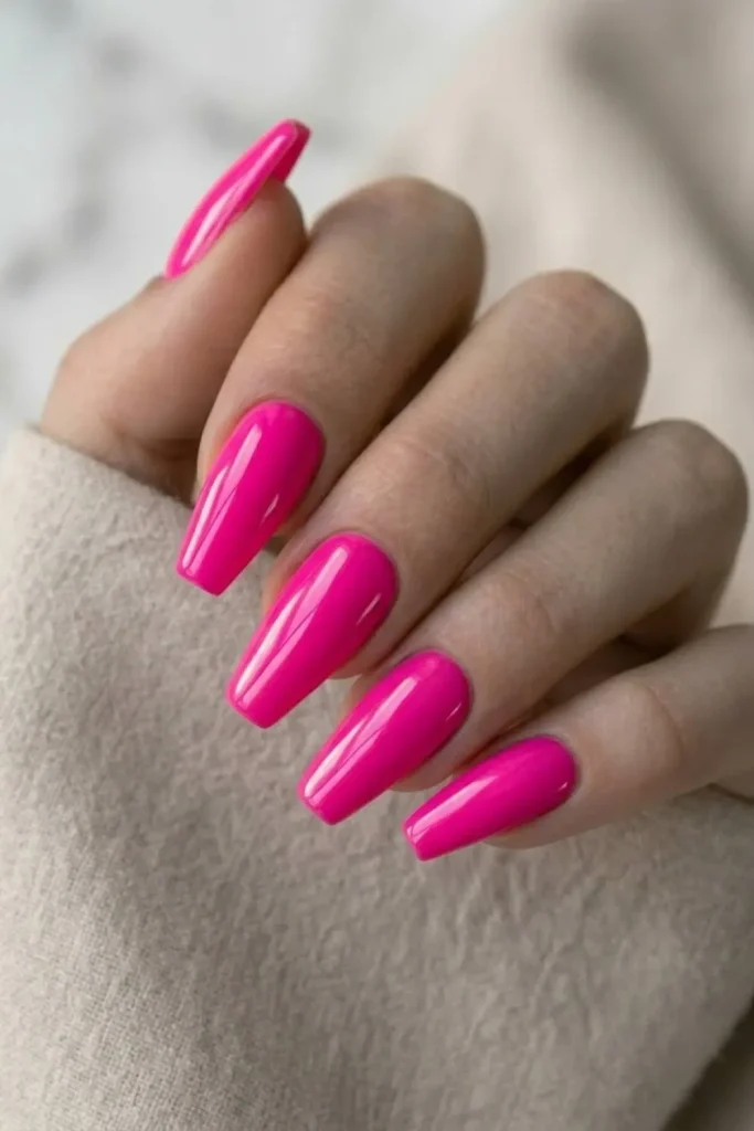 Hot Pink Coffin Nail
