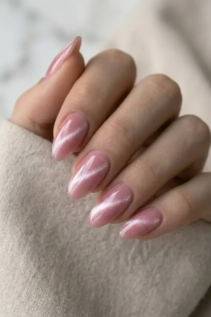 Pink Cat Eye Nails