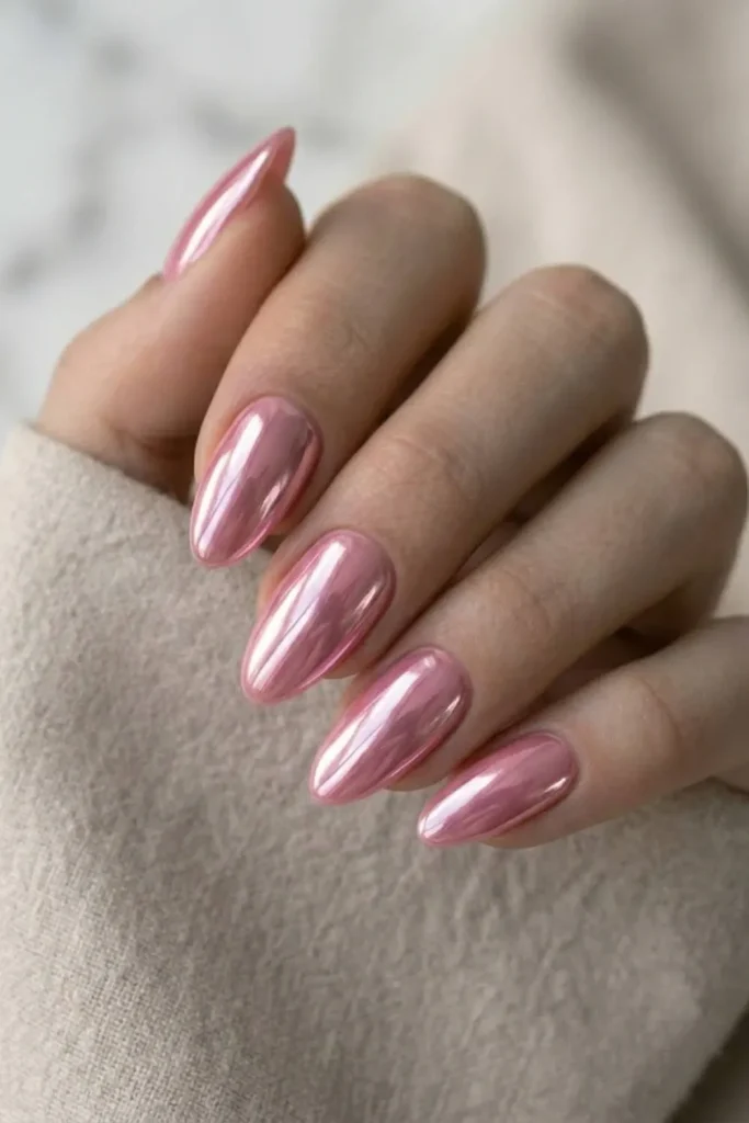 Pink Mirror Nail