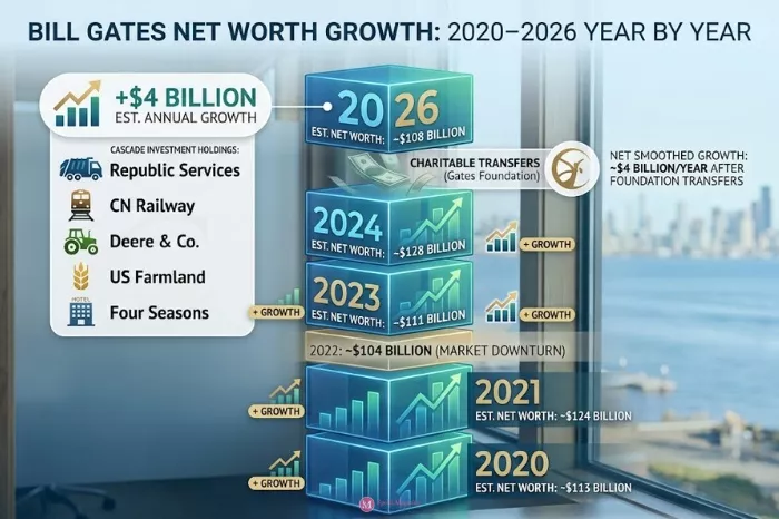 Bill Gates' Net Worth Growth 2020–2026 Year by Year