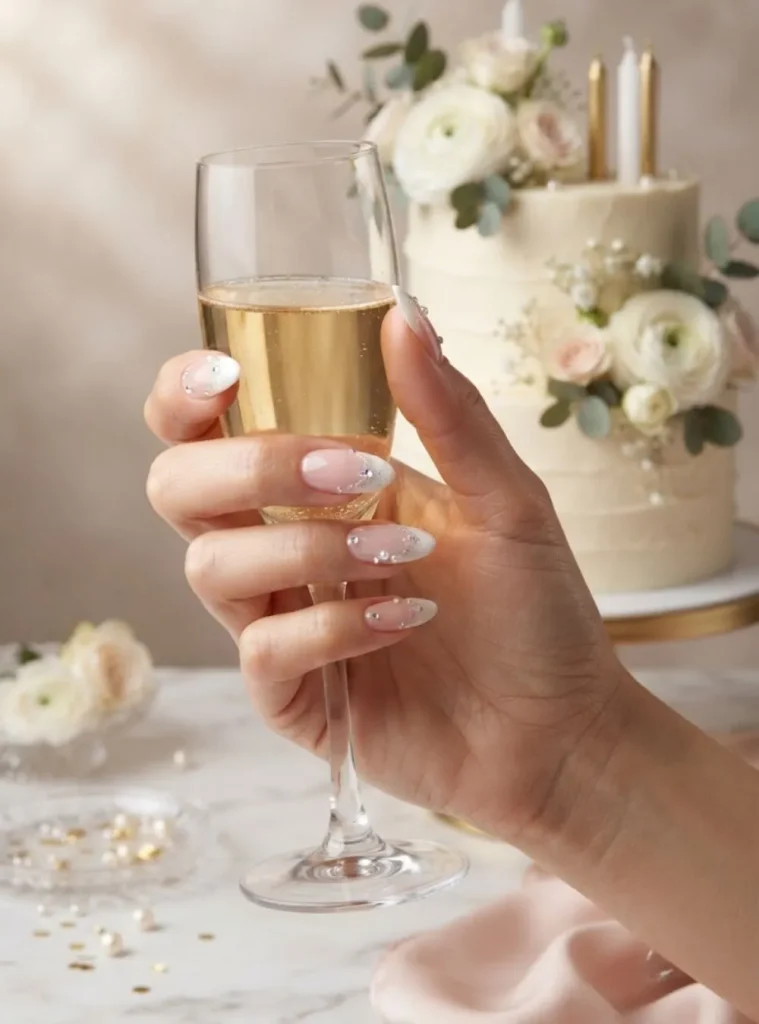 Birthday White French Tip Nails