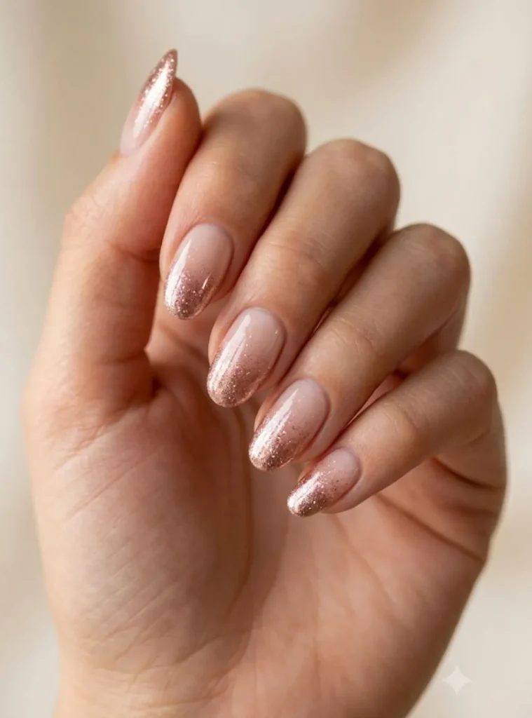 Champagne chrome French birthday nails