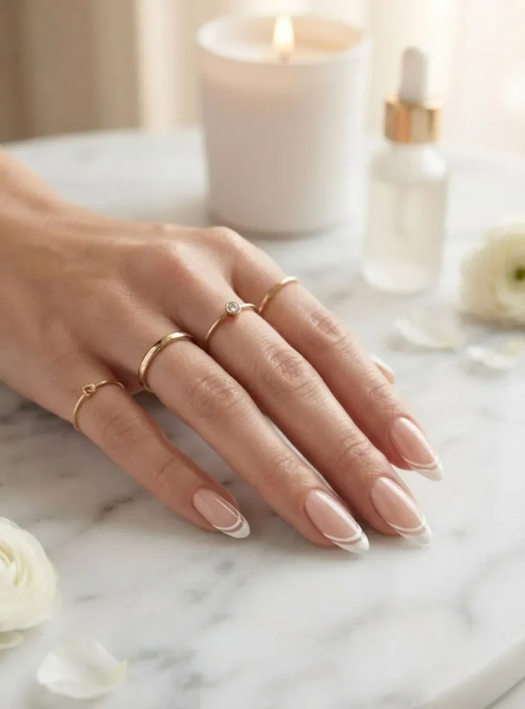 Double-Line White French Tips