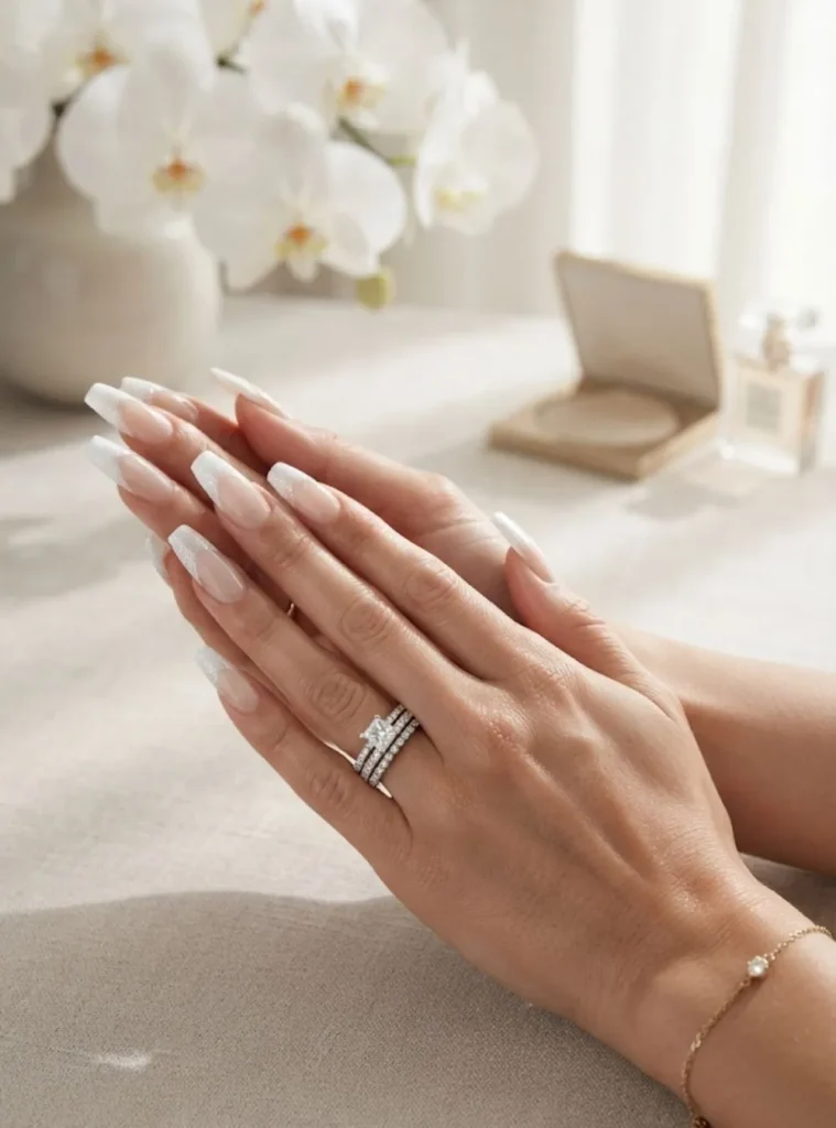 White French Tips with Glitter