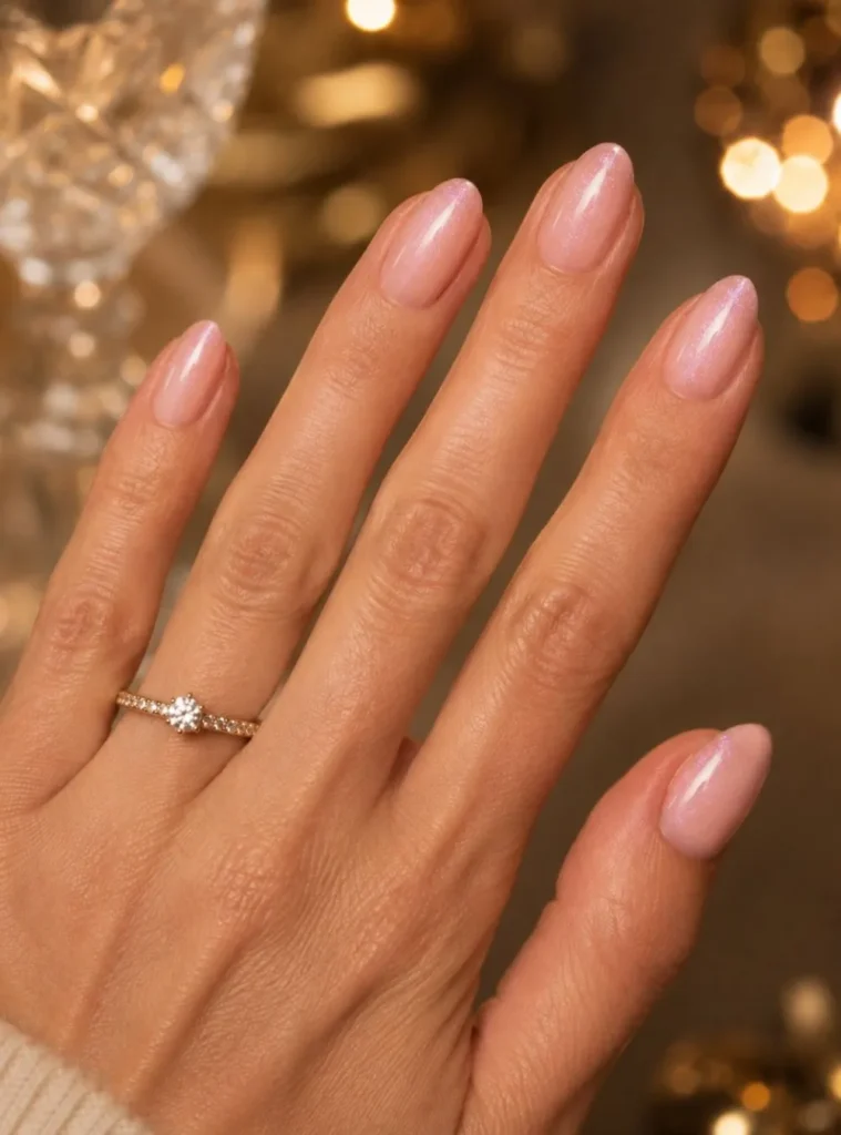 Blush Pink Shimmer Nails