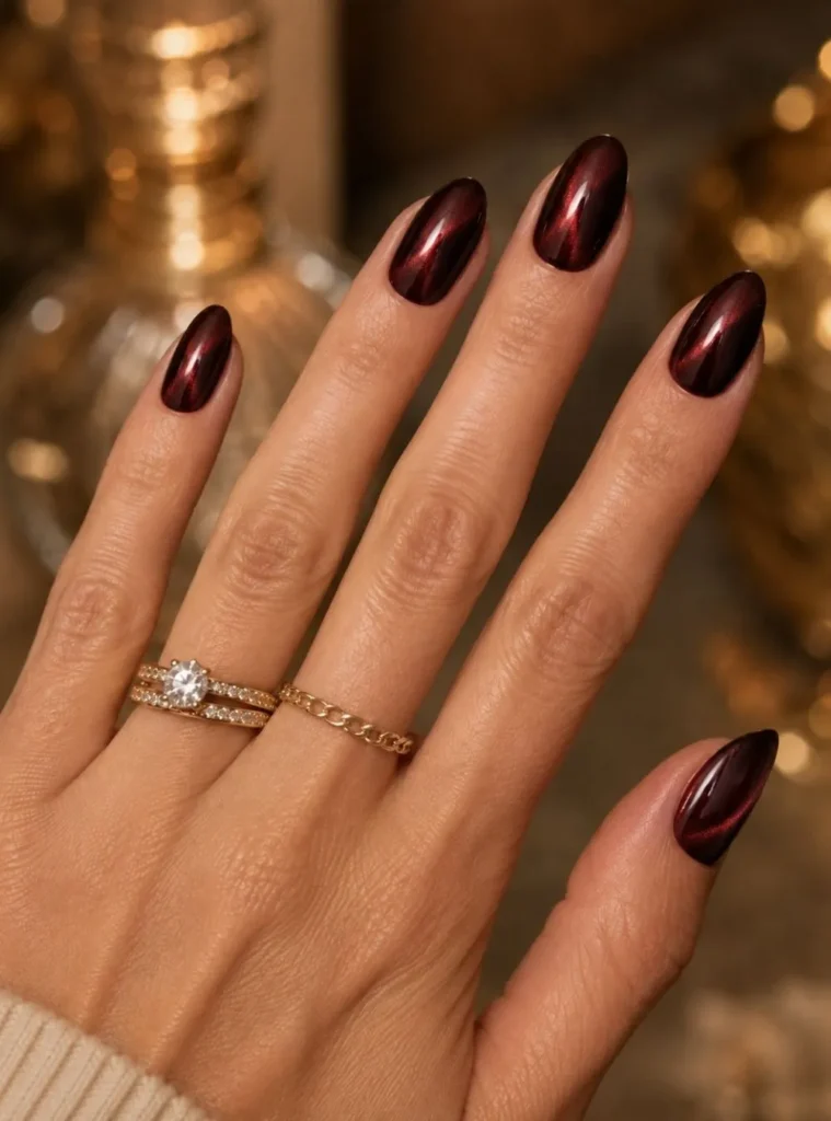 Burgundy Velvet Nails