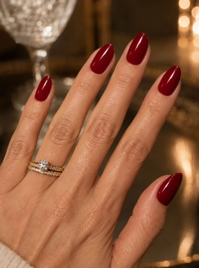 Classic Red Almond Nails