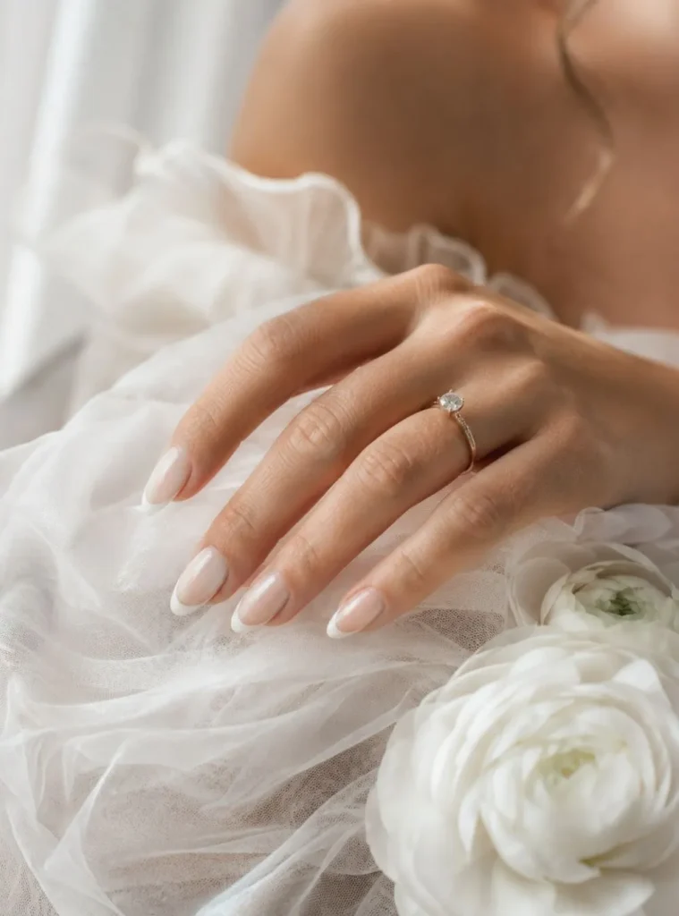 Milky White French Wedding Nails
