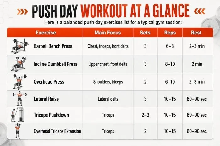 Push Day Workout at a Glance