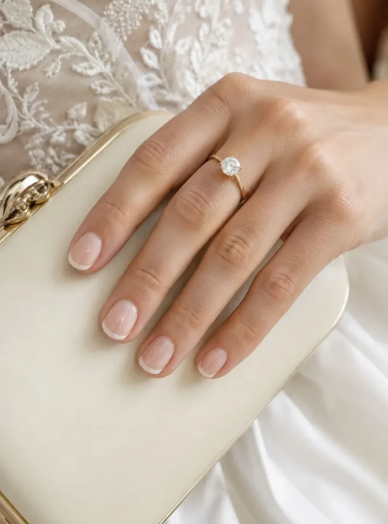 Short Squoval Bridal French Tips