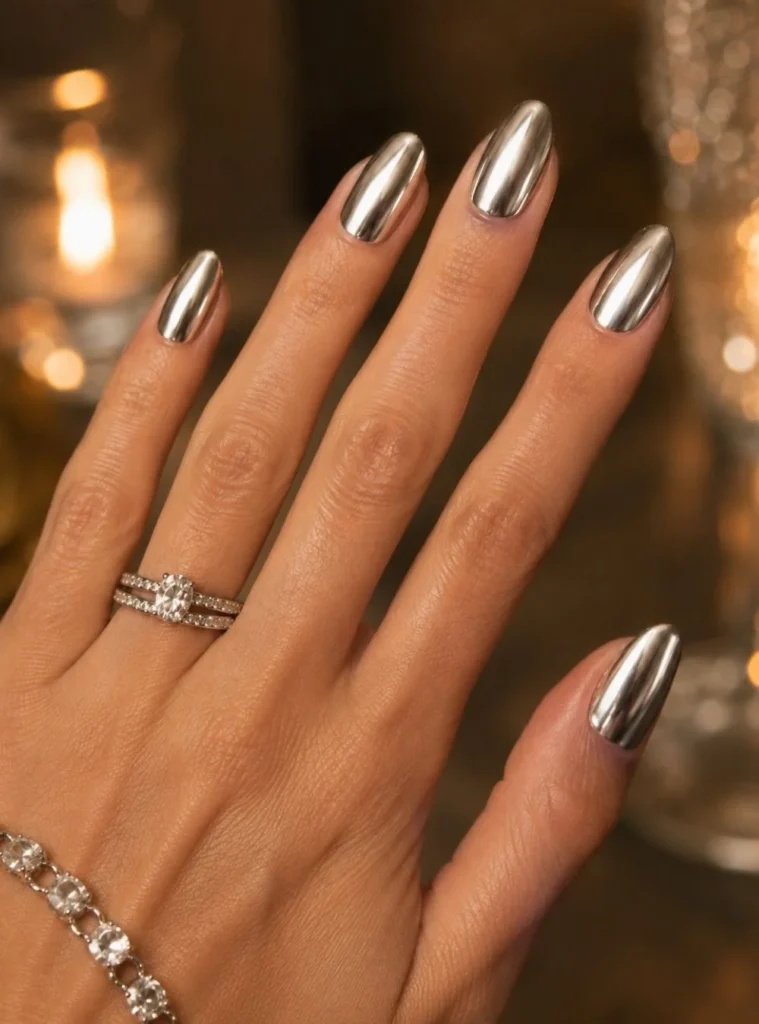 Silver Chrome Nails